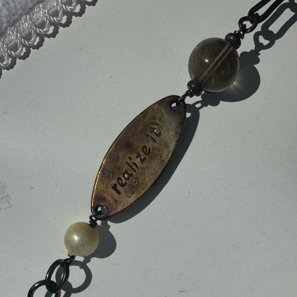 Vintage 90s Y2K Gothic Floral Beaded Inspirational Long Necklace - Picture 7 of 13